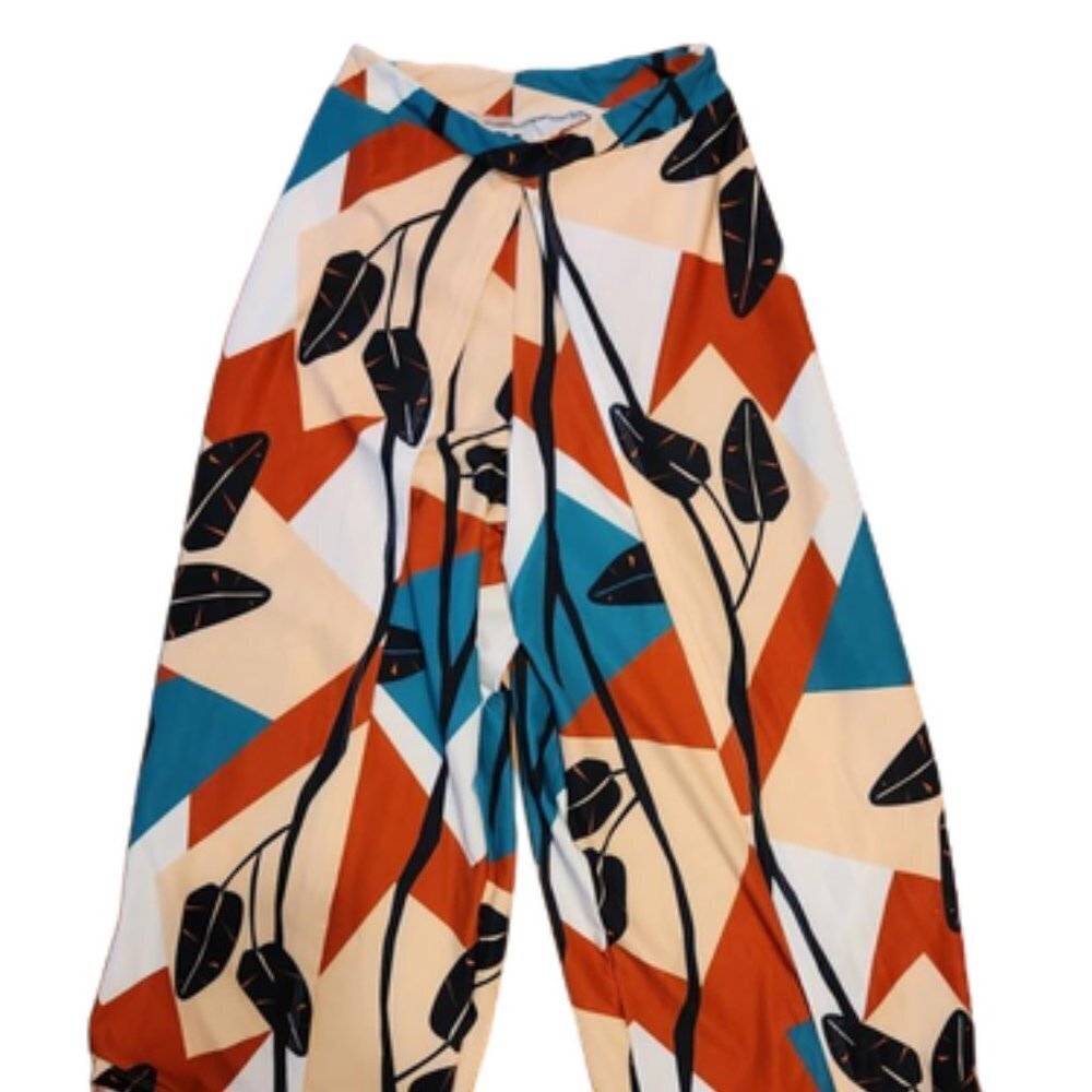 DeMillus Wide Leg Abstract Print Dress Pants || Med || EUC
